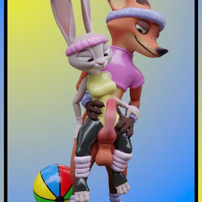 judy hopps, nick wilde (disney, zootopia) created by comorito