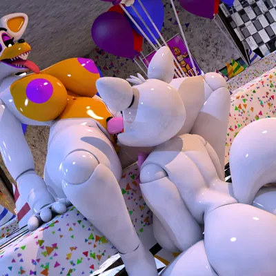 lolbit (fnaf), mangle (fnaf) (five nights at freddy's, five nights at freddy's 2) created by geometryboymejia