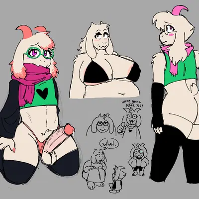 ralsei, toriel (deltarune, undertale (series)) created by fembunns