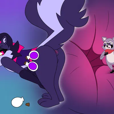 rambley raccoon, salem the skunk (indigo park) created by joooon