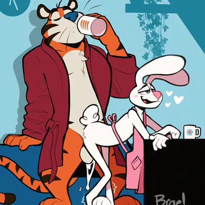 tony the tiger, trix rabbit (frosted flakes, general mills) created by braeburned