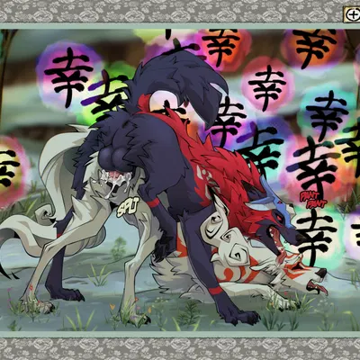 amaterasu (okami), oki (okami) (capcom, clover studio) created by harehunter