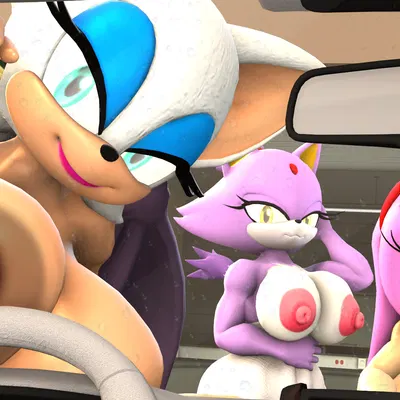 amy rose, blaze the cat, rouge the bat (sega, sonic the hedgehog (series)) created by bluewyvern
