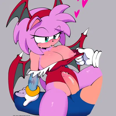 amy rose, lilith aensland, sonic the hedgehog (capcom, darkstalkers) created by quavernsfw