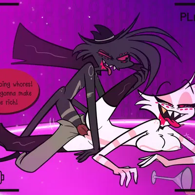 angel dust, arackniss (hazbin hotel) (hazbin hotel, hellaverse) created by yummynommyy