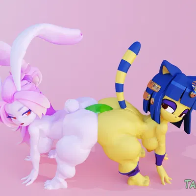 ankha (animal crossing), tao (gunfire reborn) (animal crossing, gunfire reborn) created by tahlian