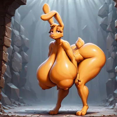 anthro, big breasts, breasts, cave