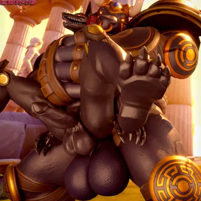 anubis, anubis reaper, minotaur reinhardt (blizzard entertainment, egyptian mythology) created by ewr 115