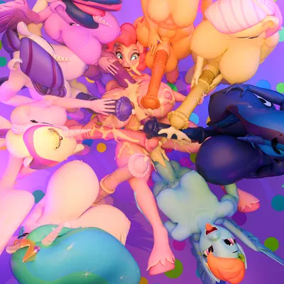 applejack (mlp), fluttershy (mlp), pinkie pie (mlp) (friendship is magic, hasbro) created by anonymousfm