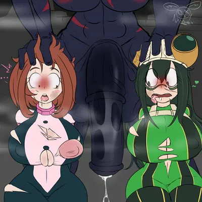 asui tsuyu, ochaco uraraka (my hero academia) created by nailstrabbit