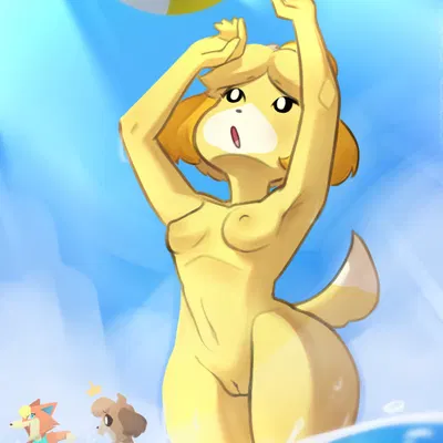 audie (animal crossing), digby (animal crossing), isabelle (animal crossing) (animal crossing, nintendo) created by tofuuu