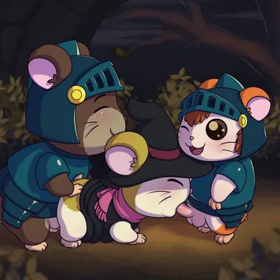 bear (hamtaro), lion (hamtaro), pashmina (hamtaro) (halloween, hamtaro (series)) created by minum