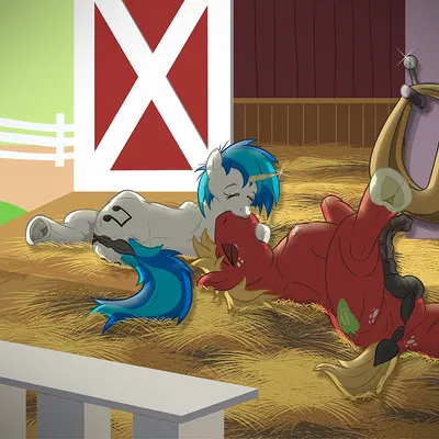 big macintosh (mlp), vinyl scratch (mlp) (friendship is magic, hasbro) created by sherwood