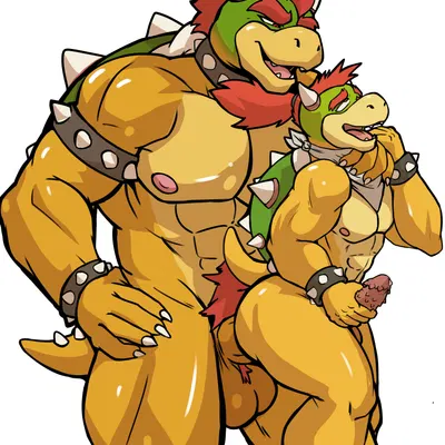 bowser, bowser jr. (mario bros, nintendo) created by artejaxton