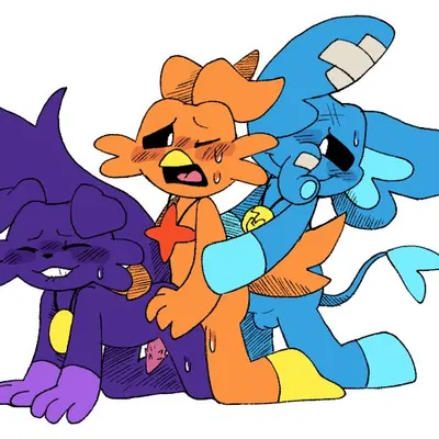 catnip (pachi rizuu), hubba hubbaphant (pachi rizuu), shrinkin chicken (pachi rizuu) (mob entertainment, poppy playtime) created by pachi rizuu