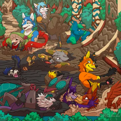 con badger, nidonocu, paf (probsafox) (bandai namco, digimon) created by kitafune matsuki