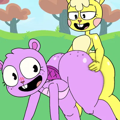 cuddles (htf), toothy (htf) (happy tree friends) created by furu flami