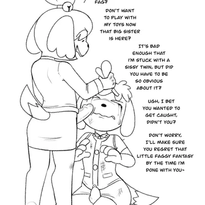 digby (animal crossing), isabelle (animal crossing) (animal crossing, nintendo) created by abigrock