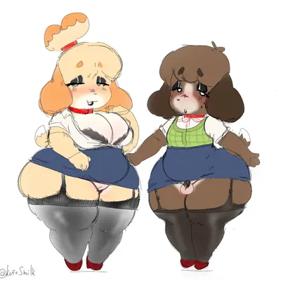digby (animal crossing), isabelle (animal crossing) (animal crossing, nintendo) created by kofesmilk