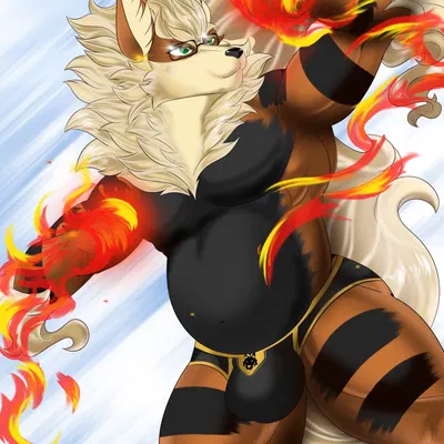 emarcanine, flamme (nintendo, pokemon) created by checkhoff