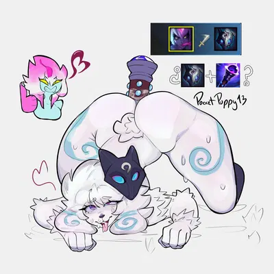 evelynn (lol), kindred (lol), lamb (lol) (league of legends, riot games) created by pocketpuppy13