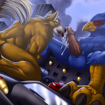 falco lombardi, fox mccloud (nintendo, star fox) created by inert-ren