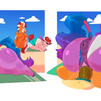 fan character, hitch trailblazer (mlp), izzy moonbow (mlp) (hasbro, mlp g5) created by azulejo