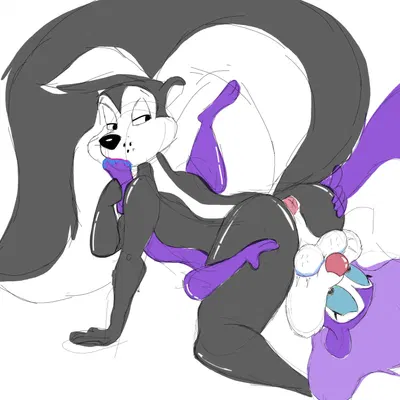 fifi la fume, pepe le pew (looney tunes, tiny toon adventures) created by jrxt