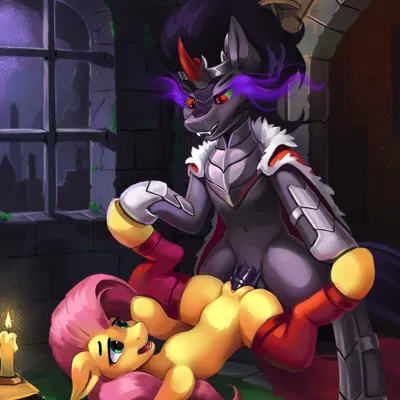 fluttershy (mlp), king sombra (mlp) (friendship is magic, hasbro) created by foxpit