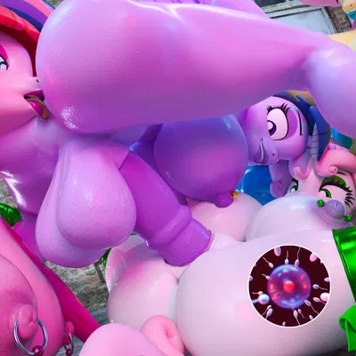 fluttershy (mlp), pacific glow (mlp), sweetie belle (mlp) (friendship is magic, hasbro) created by forsaken (artist)