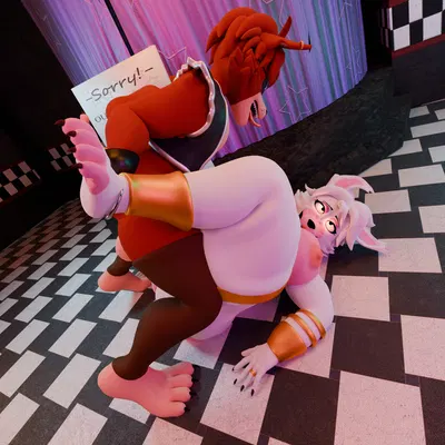 foxy (fnaf), mangle (fnaf) (five nights at freddy's, five nights at freddy's 2) created by anonymousfm