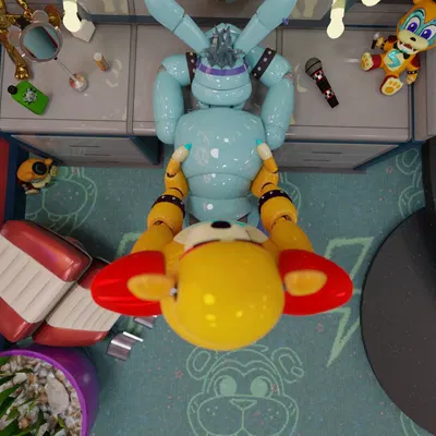 glamrock bonnie (fnaf), glamrock freddy (five nights at freddy's, five nights at freddy's: security breach) created by sfys