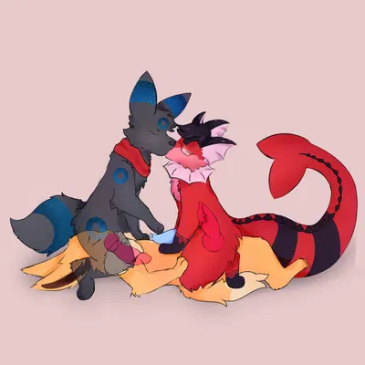 kronos the eevee, liv retro (vaporeon), star (star umbreon) (nintendo, pokemon) created by kronos the cookie