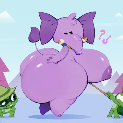 lifty (htf), lumpy's elephant, shifty (htf) (happy tree friends) created by mu (artist)