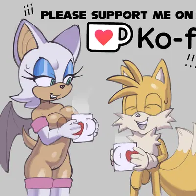 miles prower, rouge the bat (ko-fi, sega) created by boobtardd