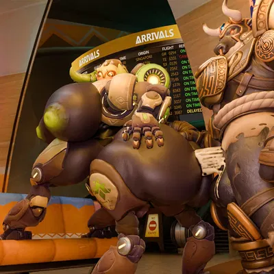 minotaur reinhardt, orisa (overwatch), reinhardt (overwatch) (blizzard entertainment, european mythology) created by anonymousfm