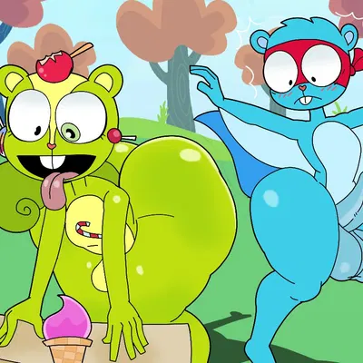 nutty (htf), splendid (htf) (happy tree friends) created by furu flami