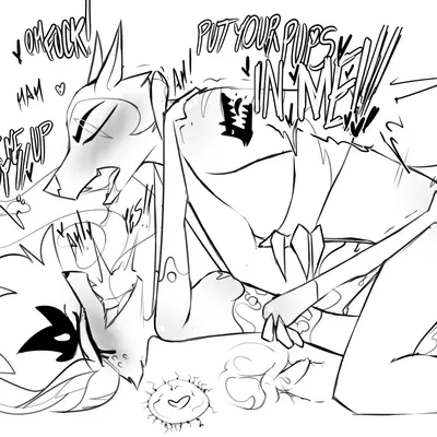 queen bee-lzebub (helluva boss), vortex (helluva boss) (hellaverse, helluva boss) created by potatonebula