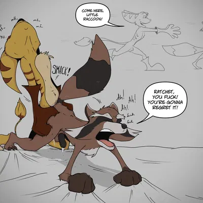 ratchet (ratchet and clank), rocket raccoon (guardians of the galaxy, marvel) created by artietheartbull