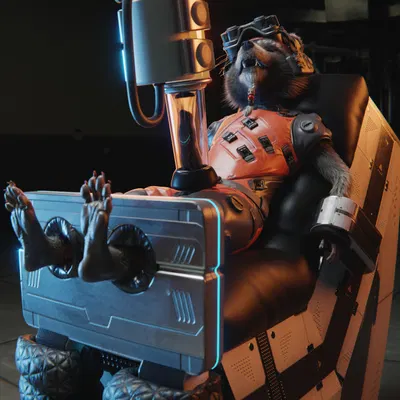 rocket raccoon (guardians of the galaxy, marvel) created by ralic turman