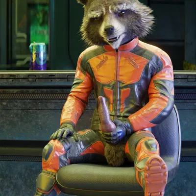 rocket raccoon (guardians of the galaxy, marvel) created by ralic turman