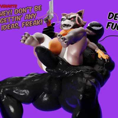 rocket raccoon, venom (marvel) (guardians of the galaxy, marvel) created by camseven