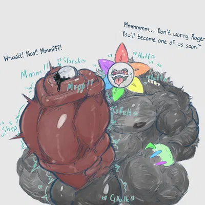 rodger (dandy's world), t.dandy (dandy's world) (blushcrunch studio, dandy's world) created by c3b4