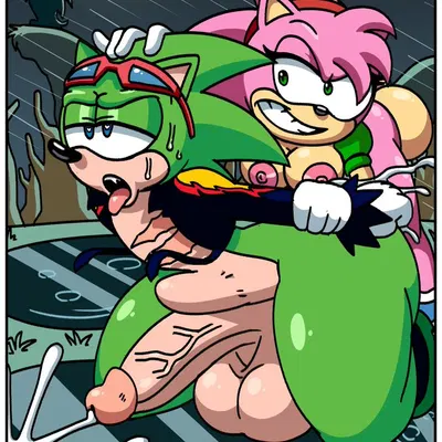 rosy the rascal (archie), scourge the hedgehog, sonic the hedgehog (archie comics, eggman logo) created by captainhornybotld