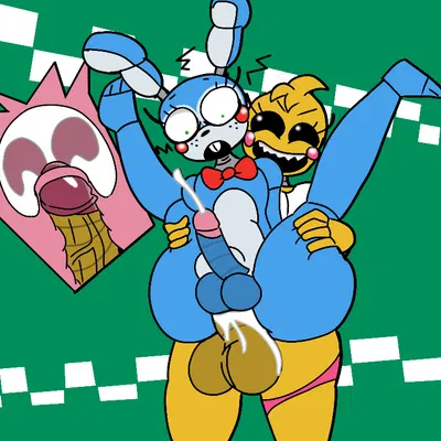 toy bonnie (fnaf), toy chica (fnaf) (five nights at freddy's, five nights at freddy's 2) created by furu flami