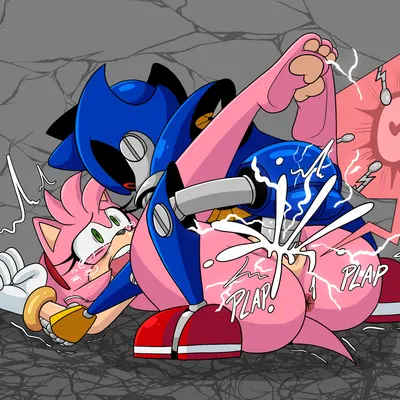 amy rose, metal sonic (sega, sonic the hedgehog (series)) created by ninotrash