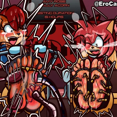 amy rose, sally acorn (archie comics, eggman logo) created by cabimangaka, erocanvasart