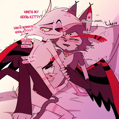 angel dust, husk (hazbin hotel) (hazbin hotel, hellaverse) created by rukan