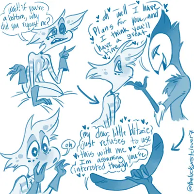 angel dust, stolas (helluva boss) (hazbin hotel, hellaverse) created by theluckyestclover7