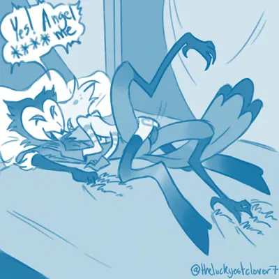 angel dust, stolas (helluva boss) (hazbin hotel, hellaverse) created by theluckyestclover7